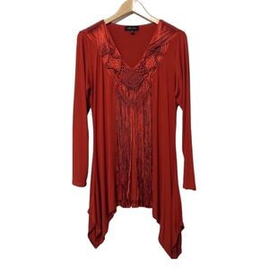 Melissa Paige Womens Ribbon Trim Tunic Top